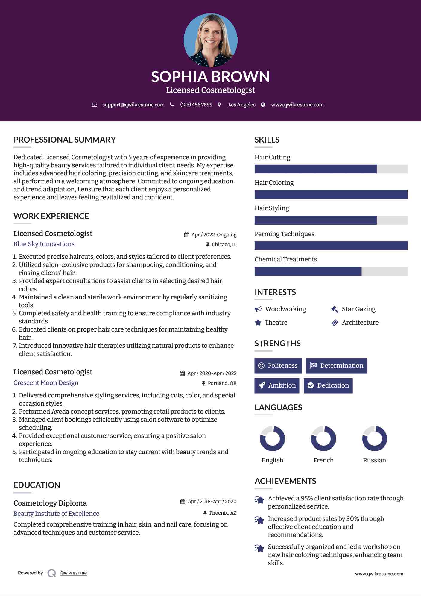 Licensed Cosmetologist Resume Template