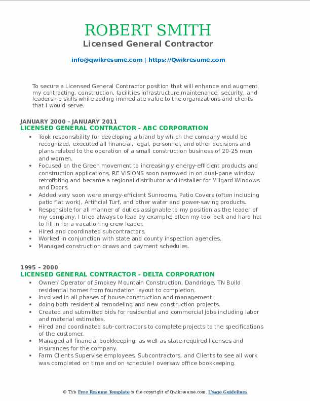 Licensed General Contractor Resume - Licensed General Contractor 1629718858 Pdf 