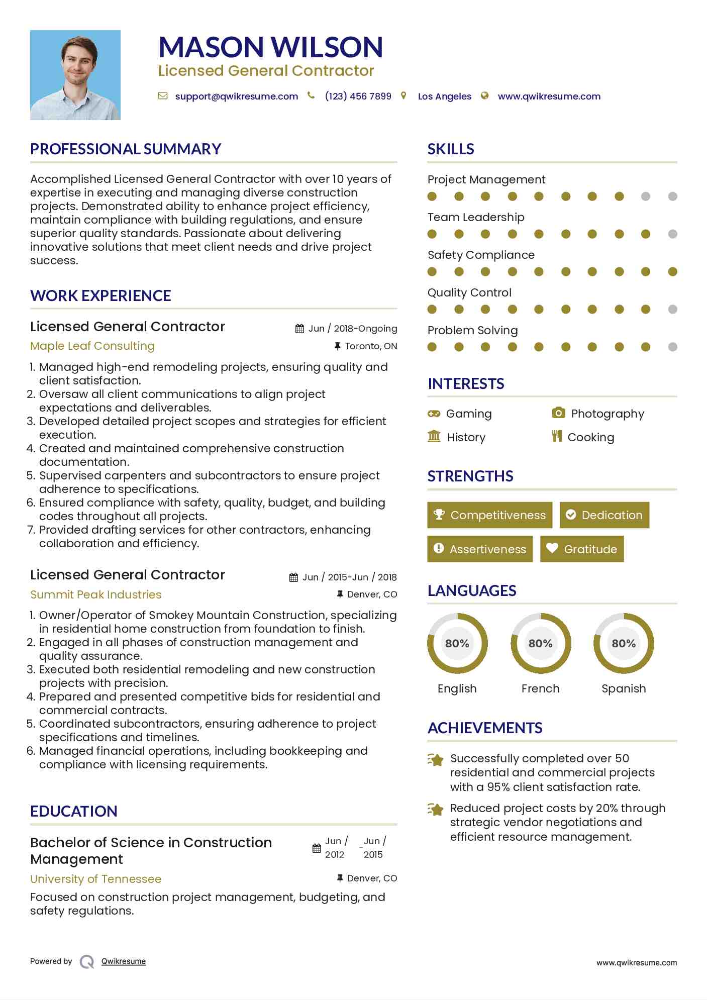 Licensed General Contractor Resume - Licensed General Contractor 1629718941 Pdf 