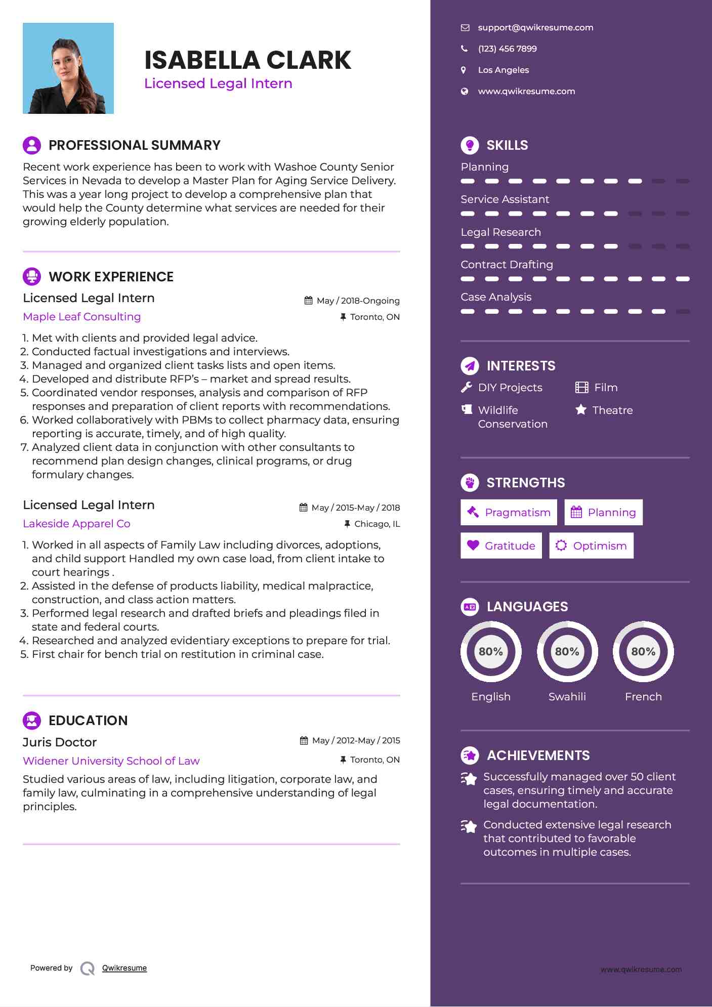 Licensed Legal Intern Resume Template