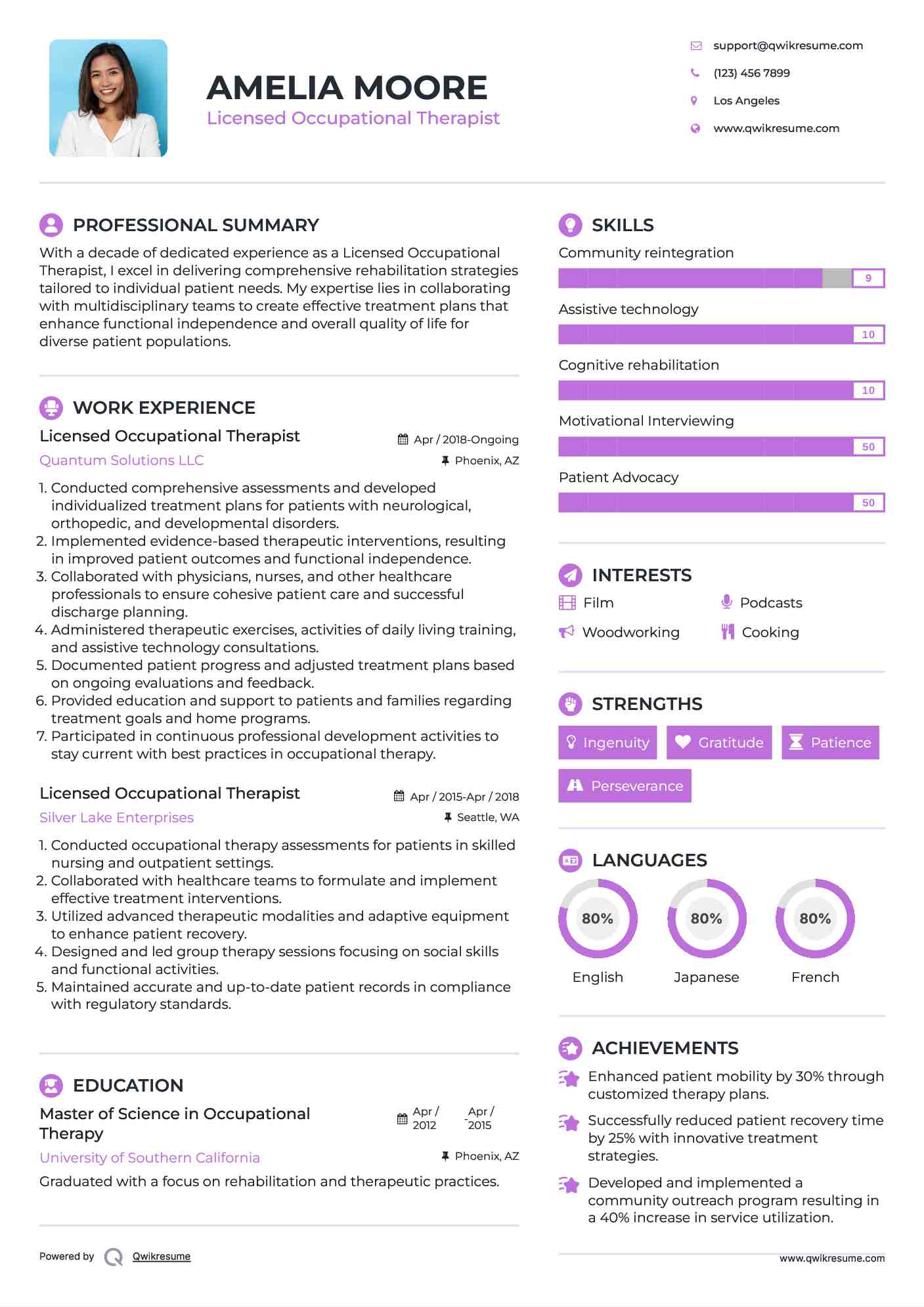 Licensed Occupational Therapist Resume Template
