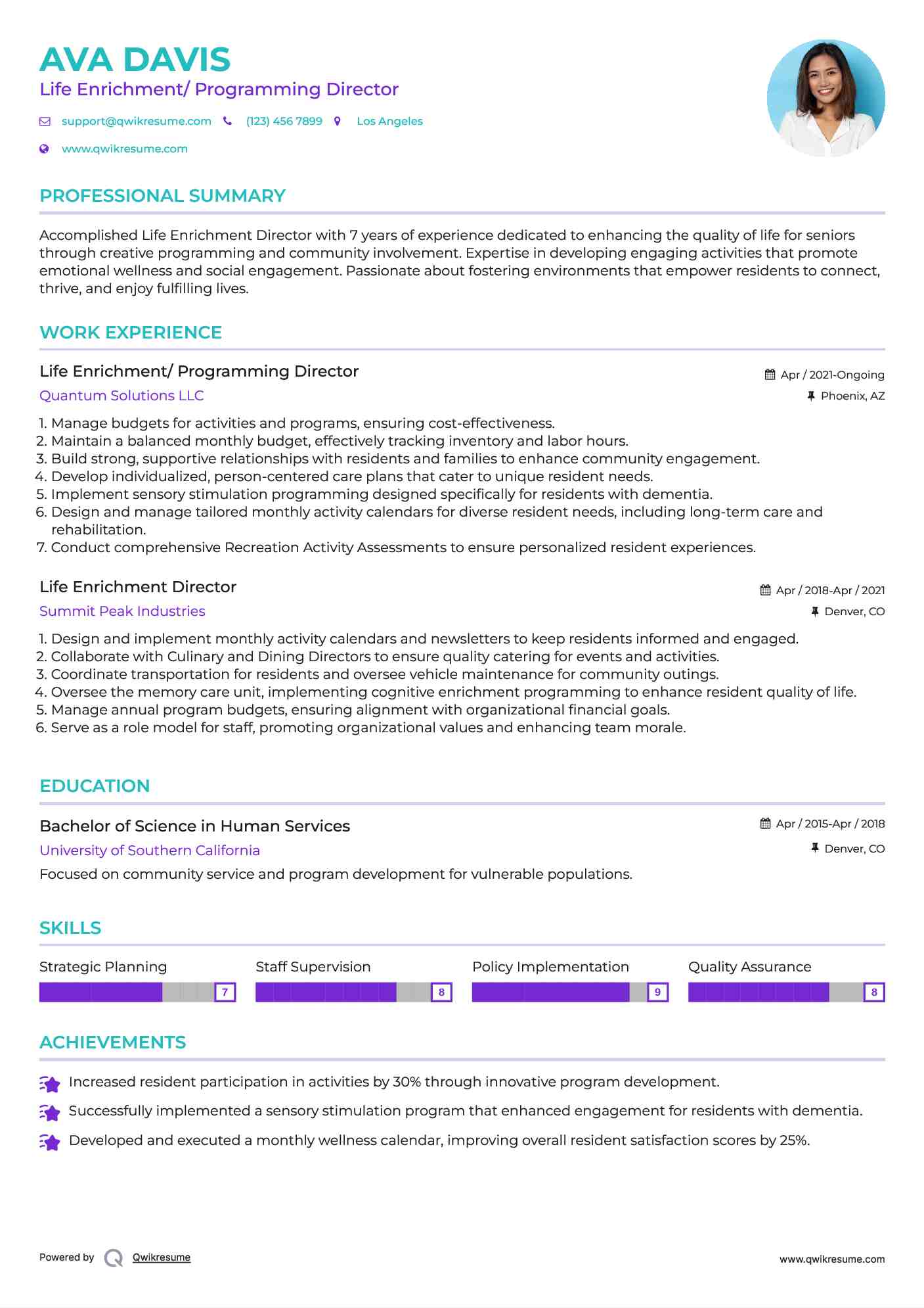 Life Enrichment/ Programming Director
 Resume Model