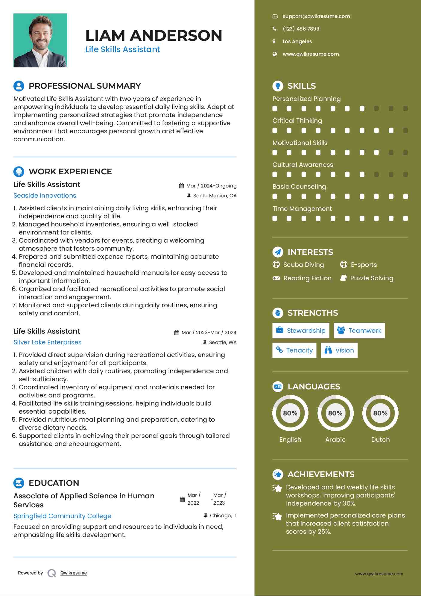 Life Skills Assistant Resume Model