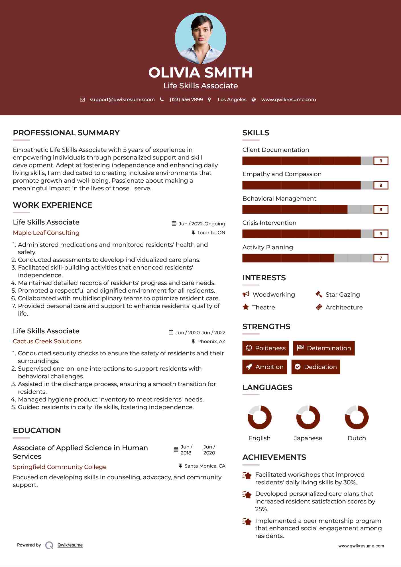 Life Skills Associate Resume Template