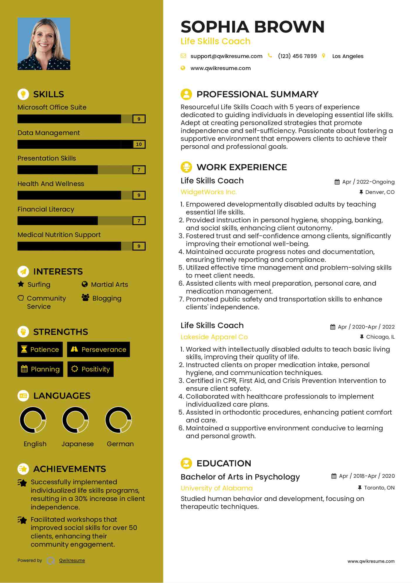 Life Skills Coach Resume Format