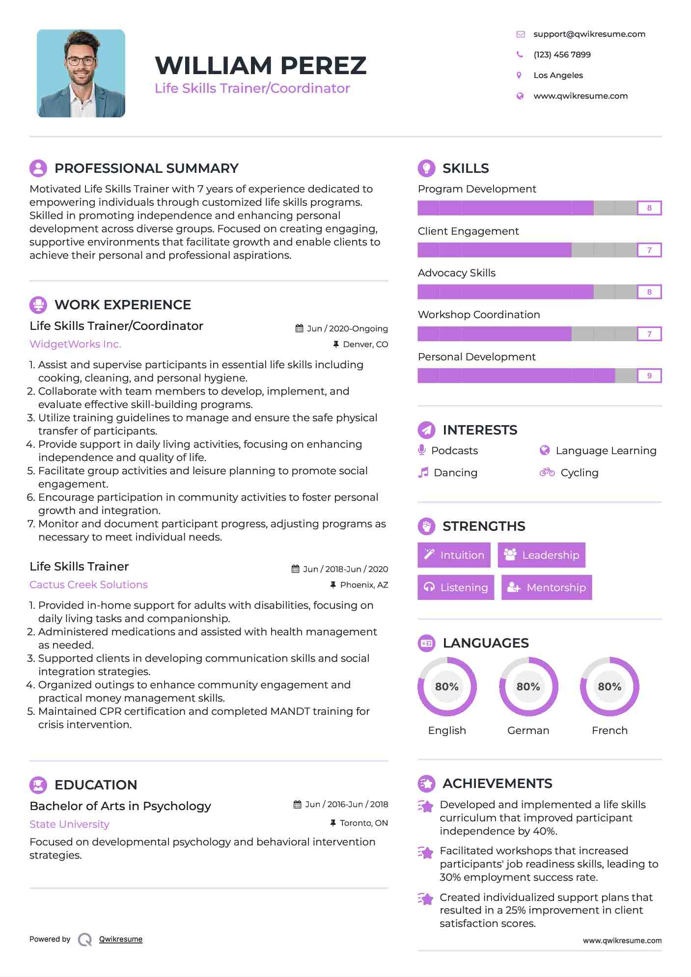 Life Skills Trainer Resume Samples QwikResume