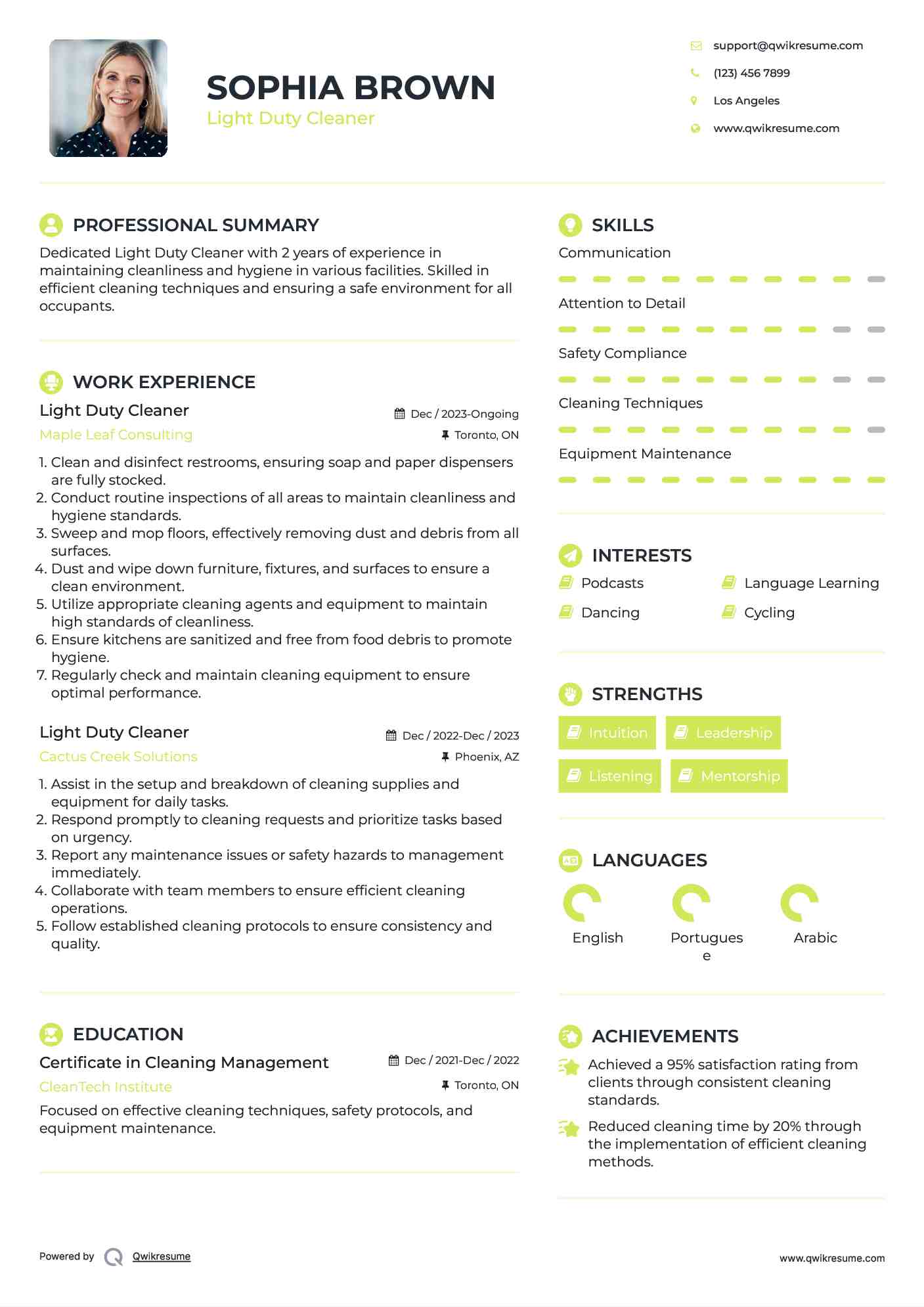 10 Light Duty Cleaner Resume Samples - Light Duty Cleaner 1697192305 Pdf 