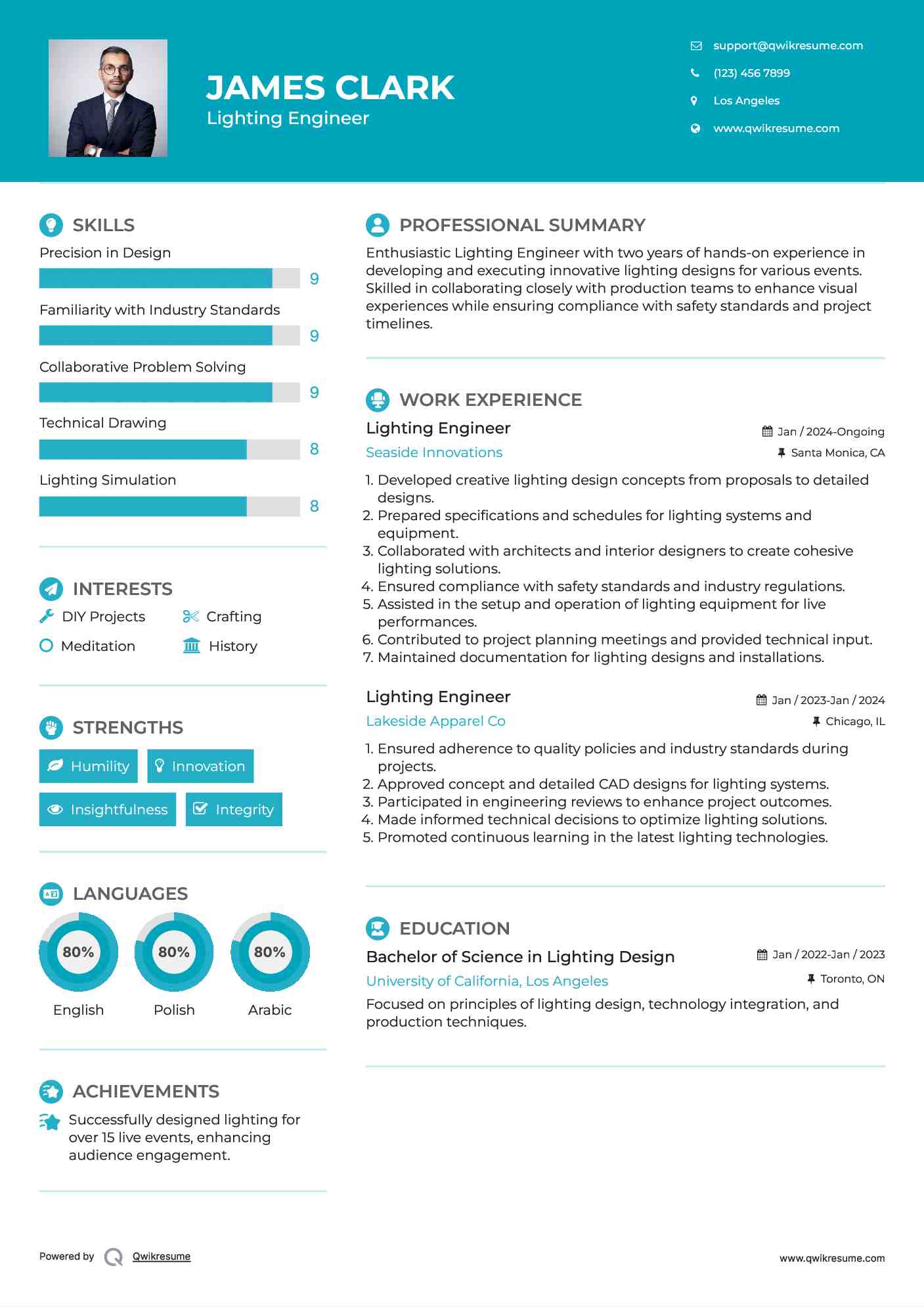 Lighting Engineer Resume Format