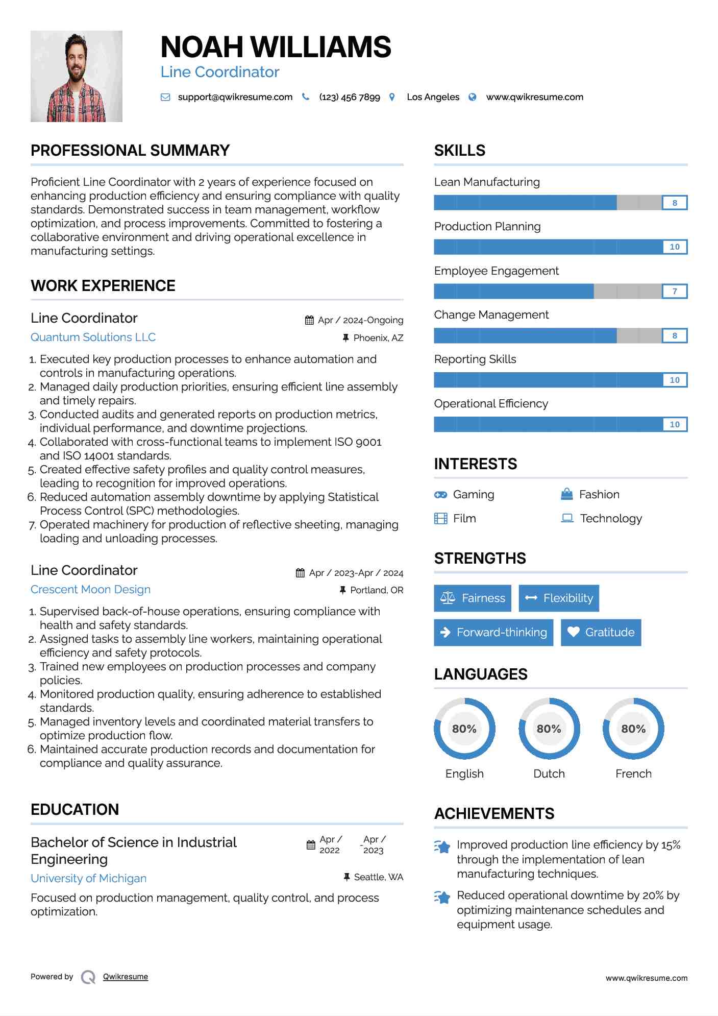 Line Coordinator Resume Format