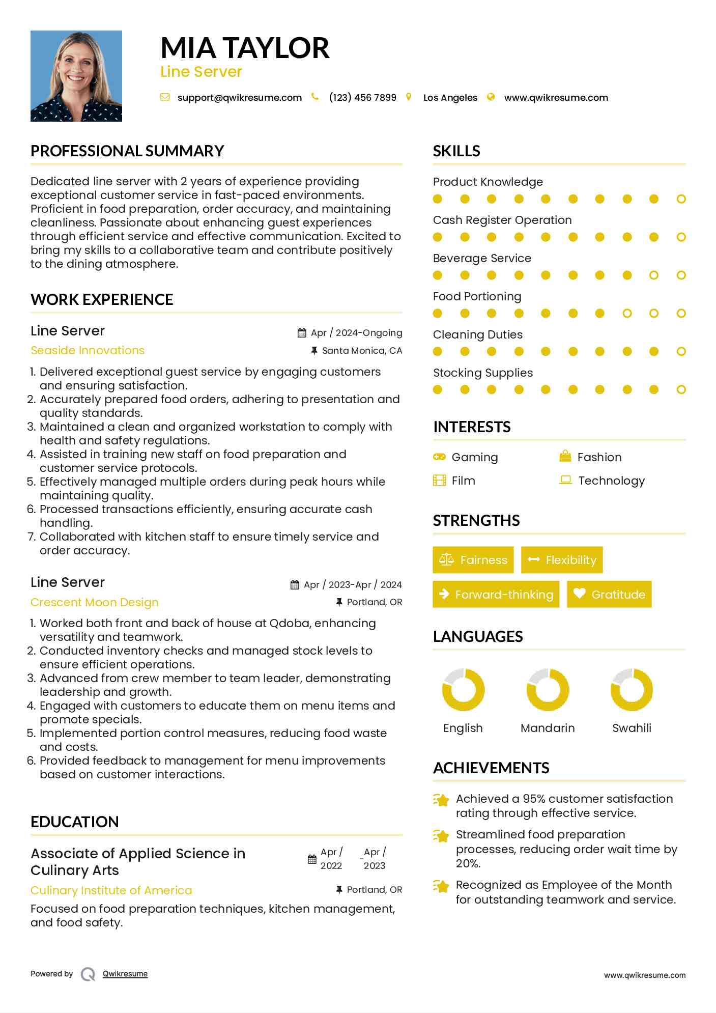 Line Server Resume Template