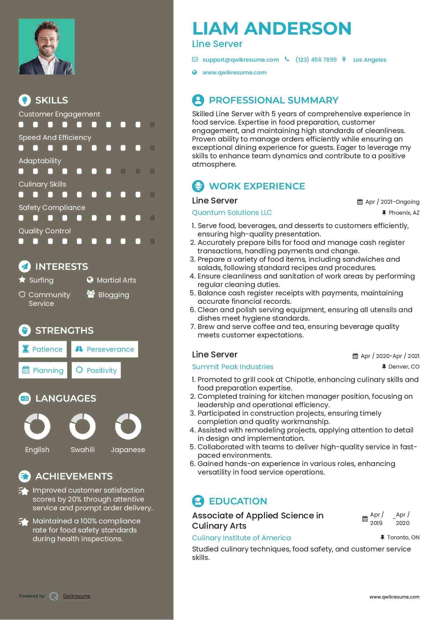 Line Server Resume Sample