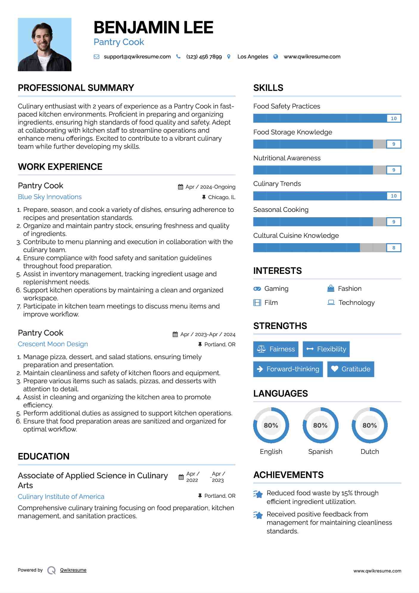 Pantry Cook Resume Samples QwikResume