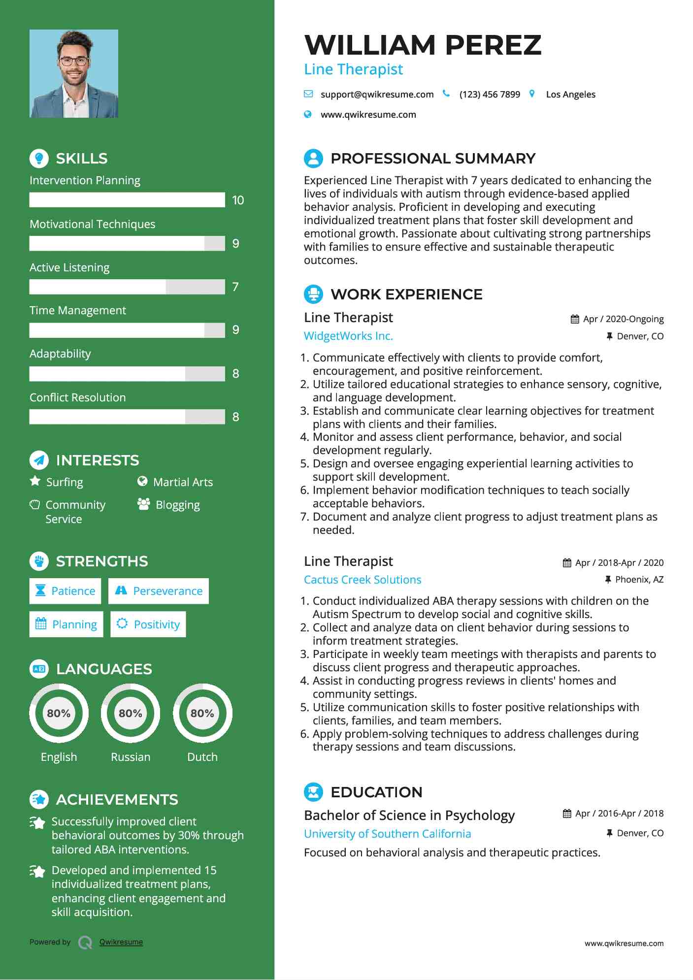 Line Therapist Resume Template