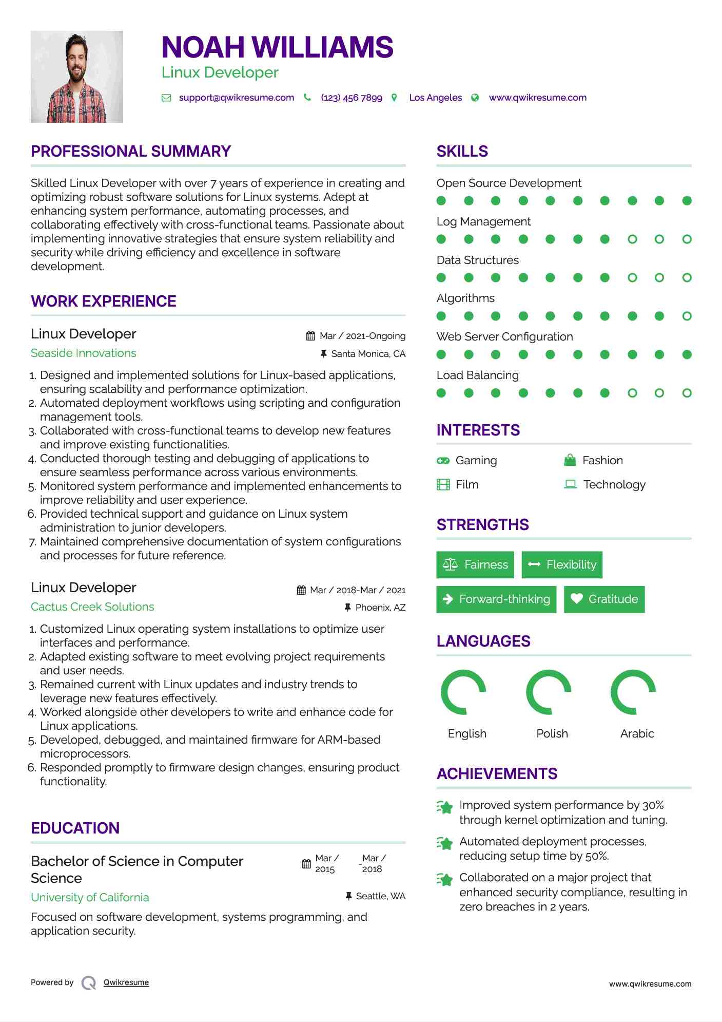 Linux Developer Resume Model