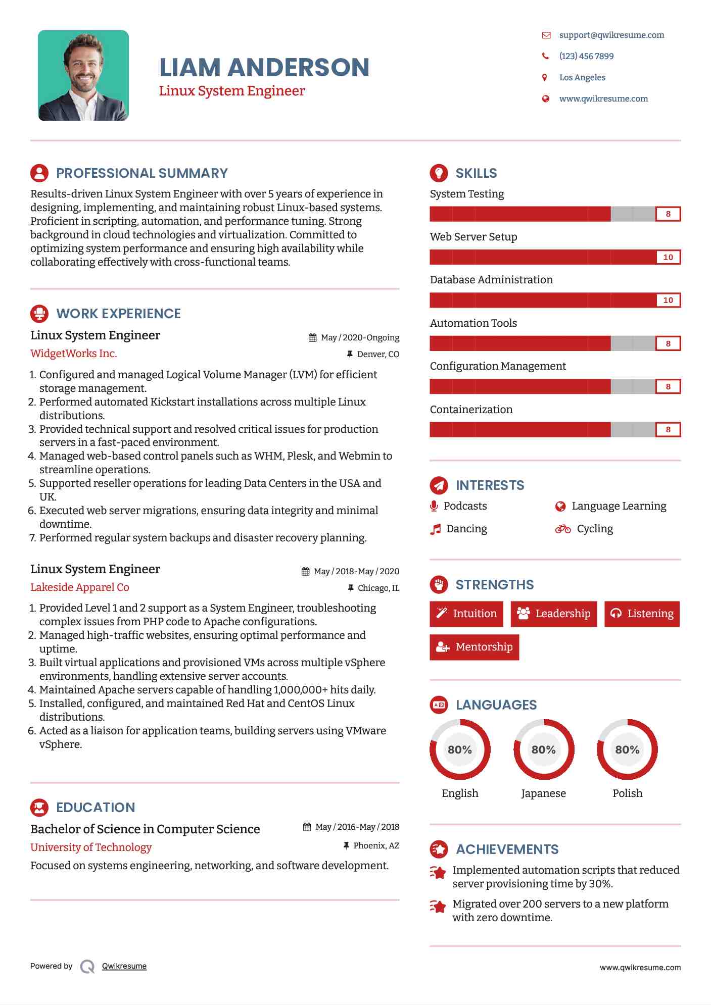 Linux System Engineer Resume Format