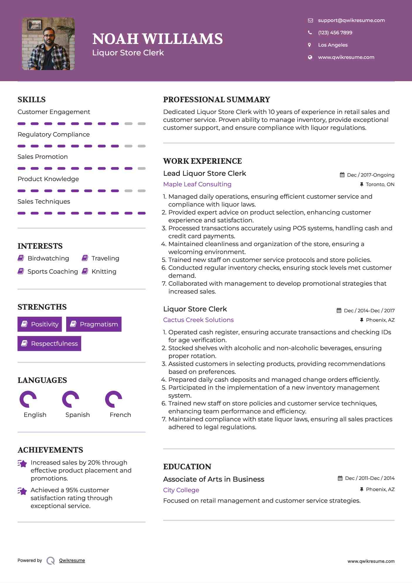 Lead Liquor Store Clerk Resume Template