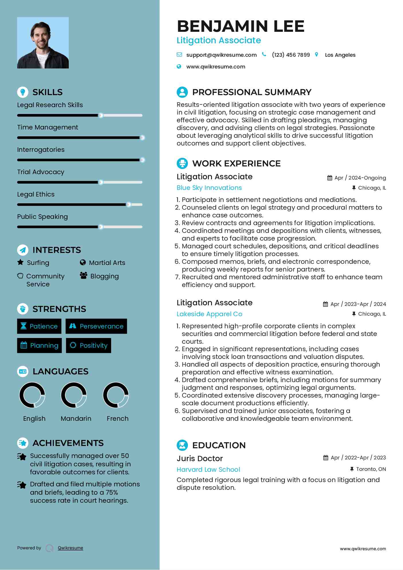 Litigation Associate Resume Template