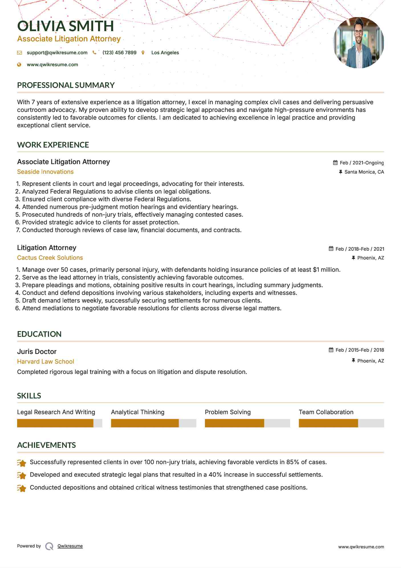 Associate Litigation Attorney Resume Format
