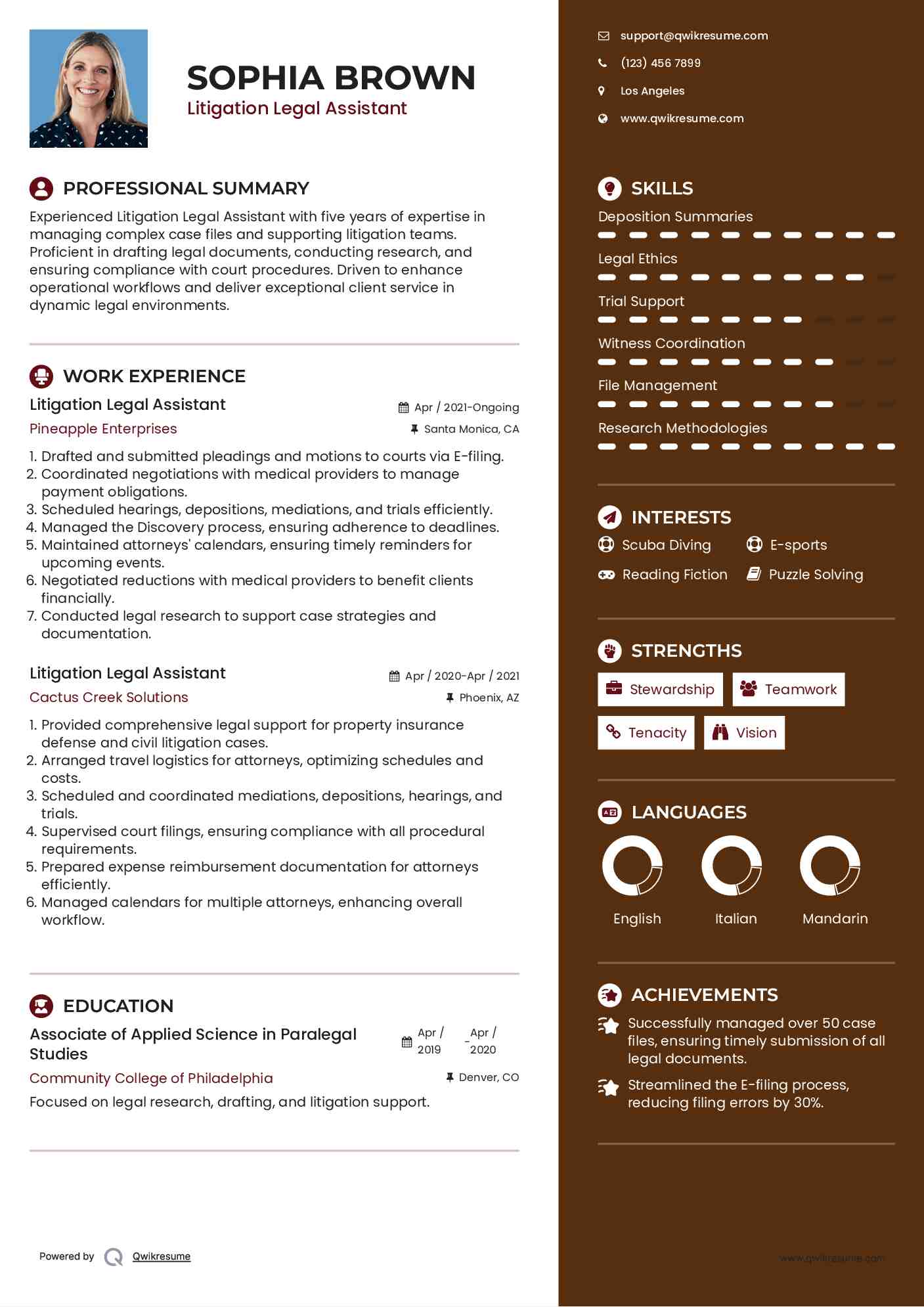 Litigation Legal Assistant Resume Format