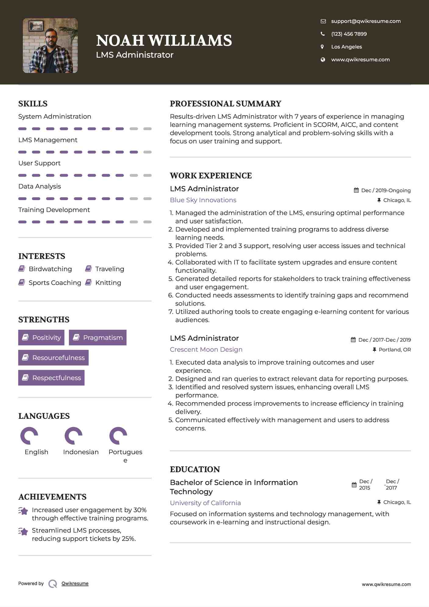 LMS Administrator Resume Sample