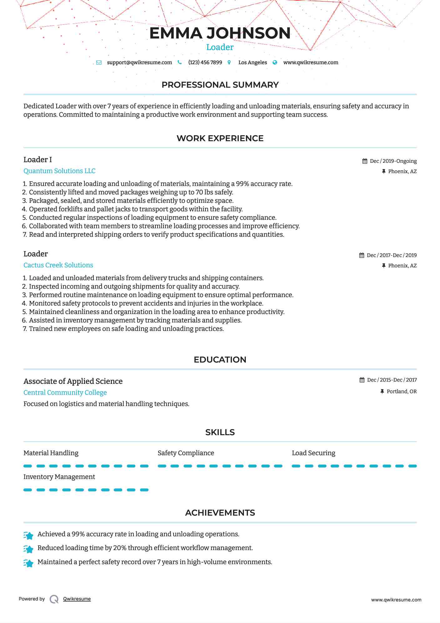 Loader I Resume Template