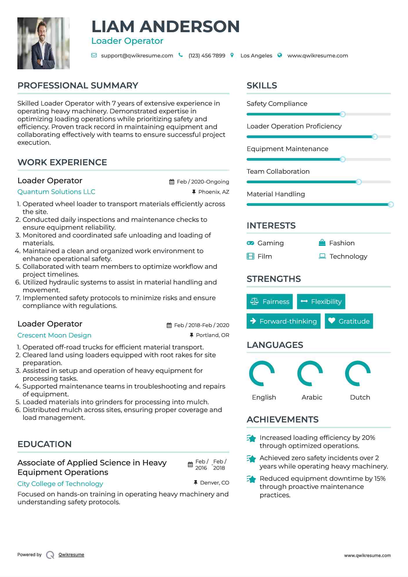 Loader Operator Resume Format