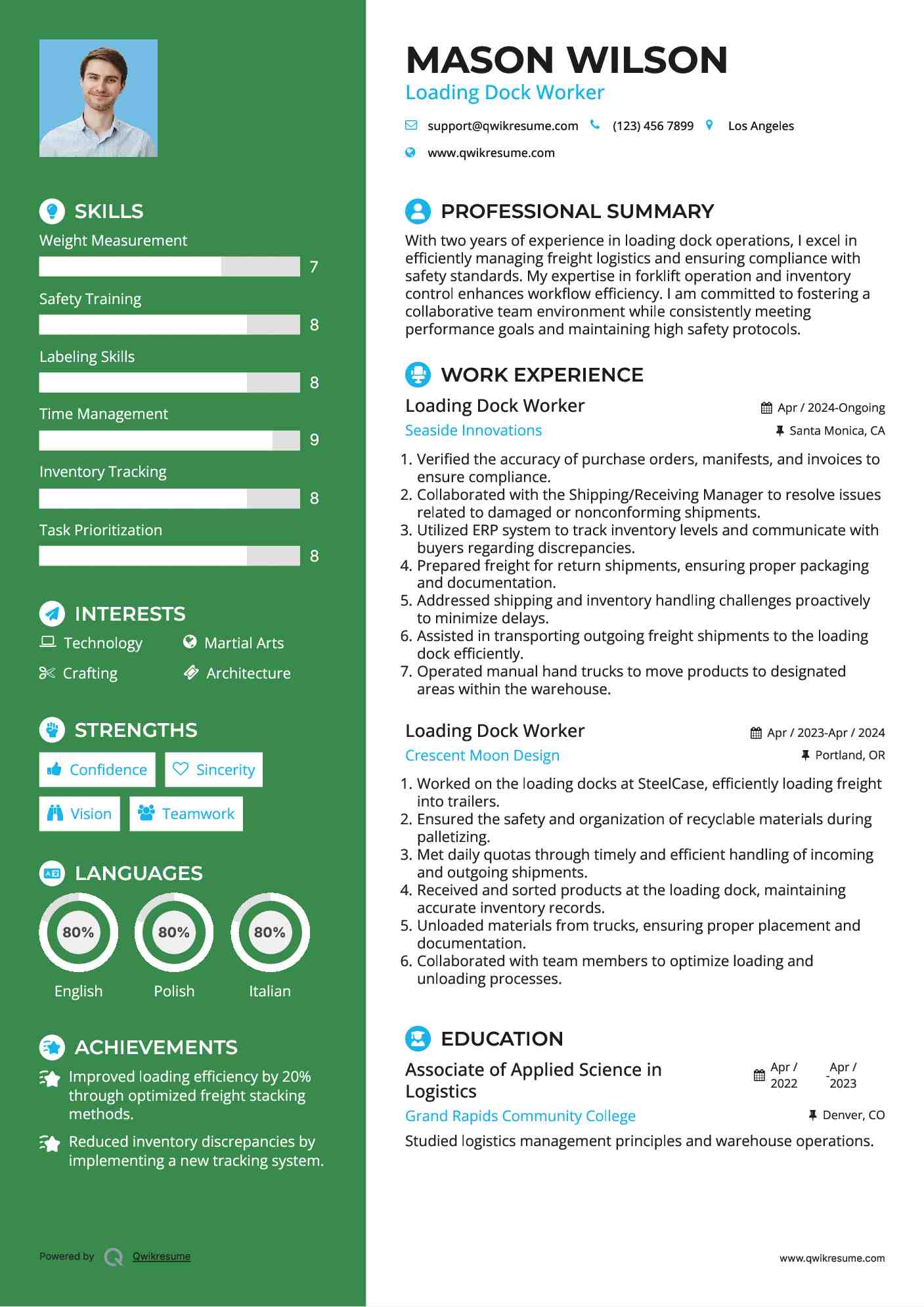 Loading Dock Worker Resume Samples QwikResume