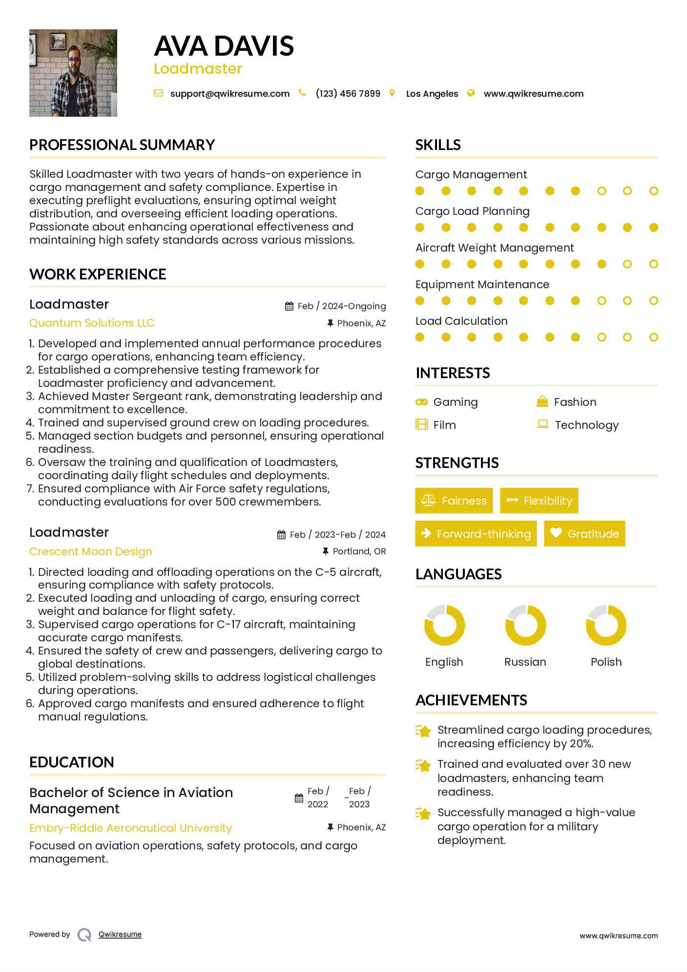 Loadmaster Resume Template