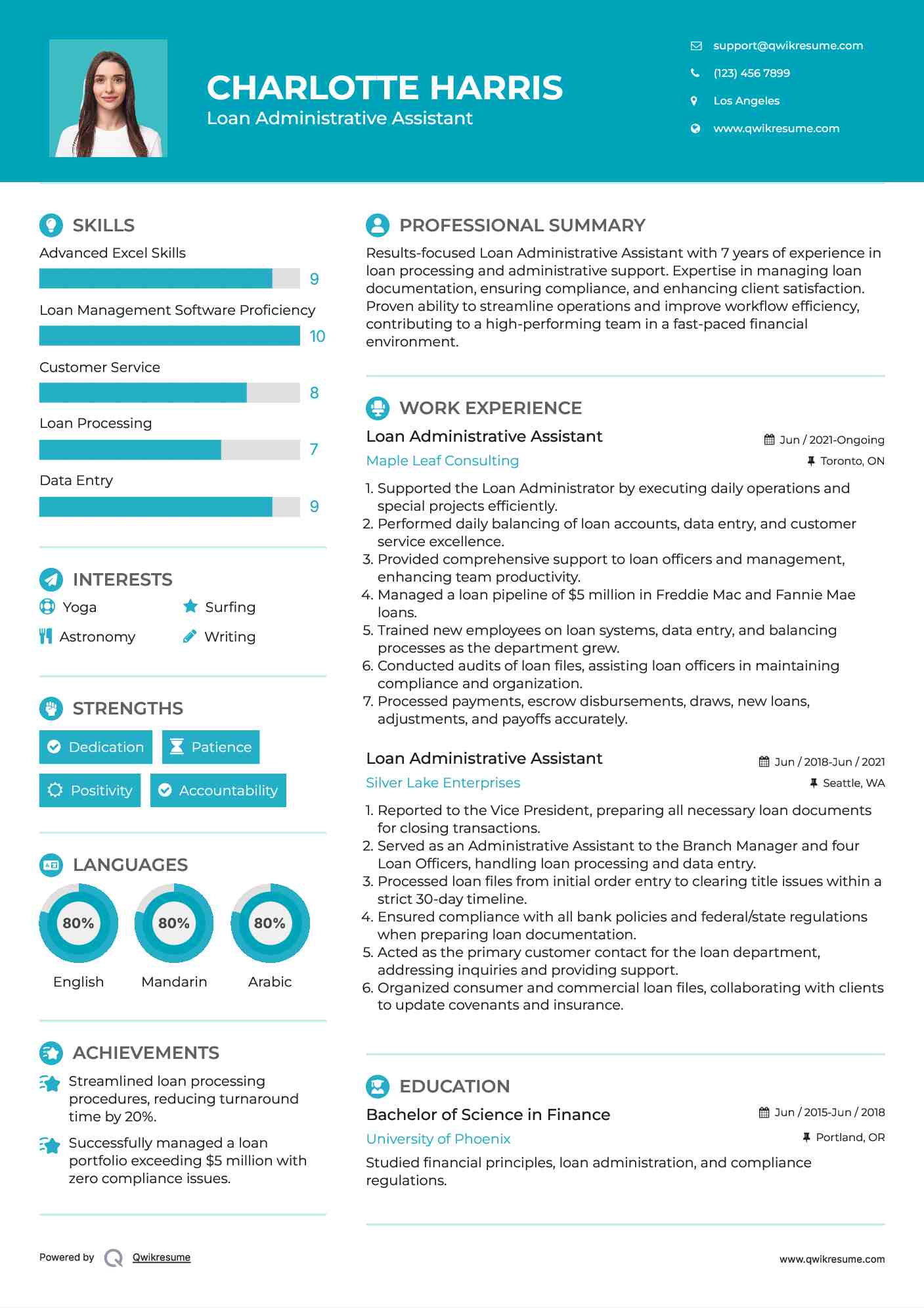 Loan Administrative Assistant Resume Format