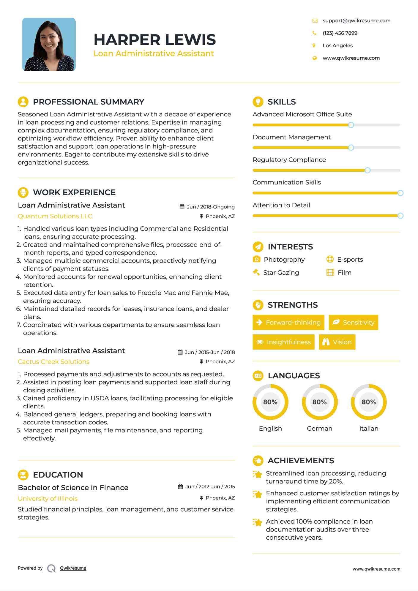 Loan Administrative Assistant Resume Template
