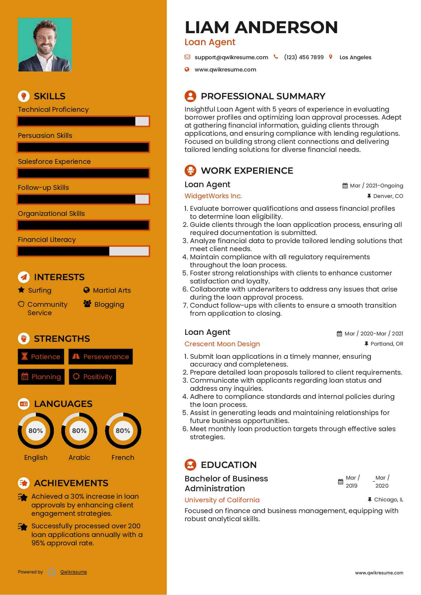 Loan Agent Resume Template