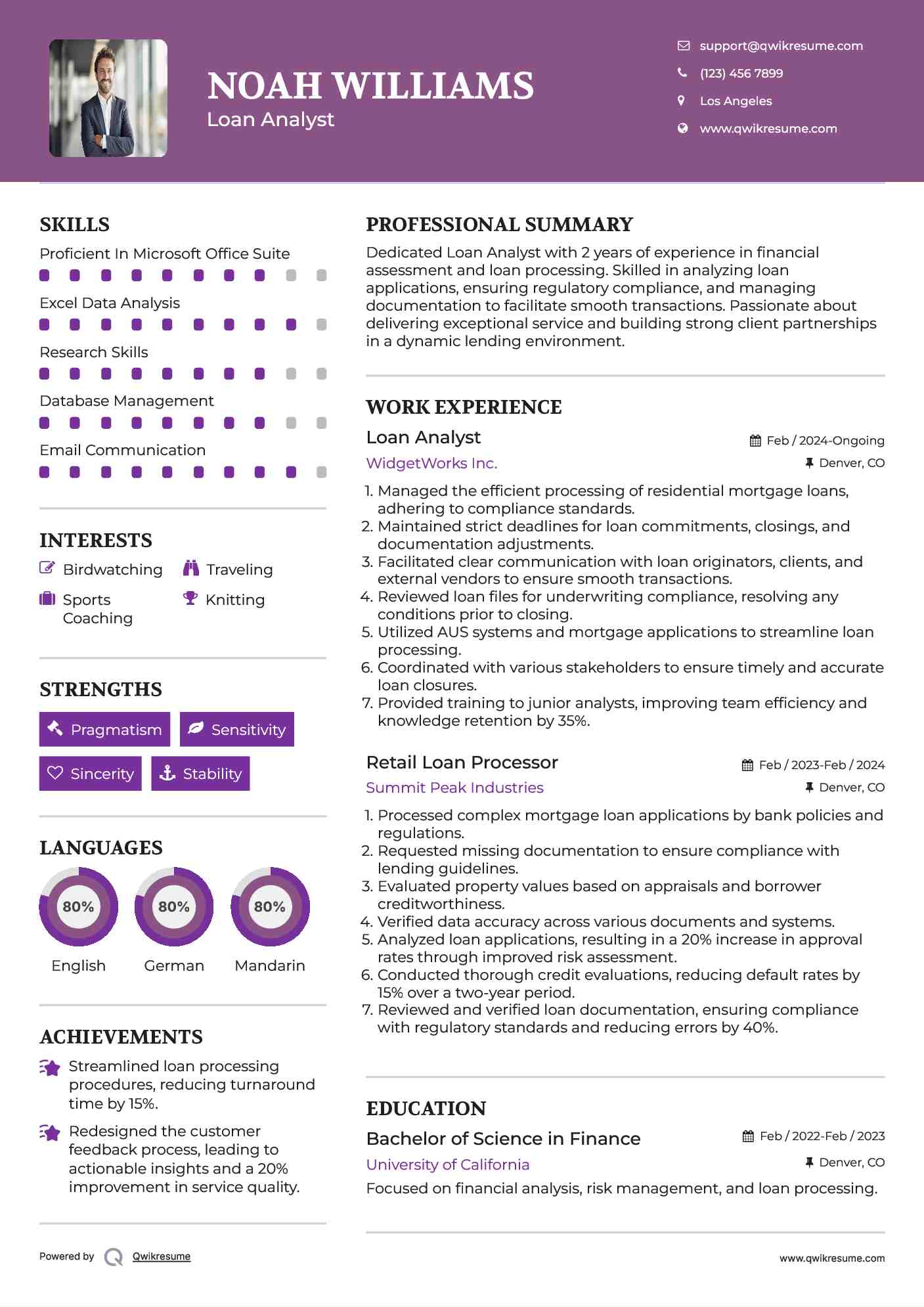 Loan Analyst  Resume Template