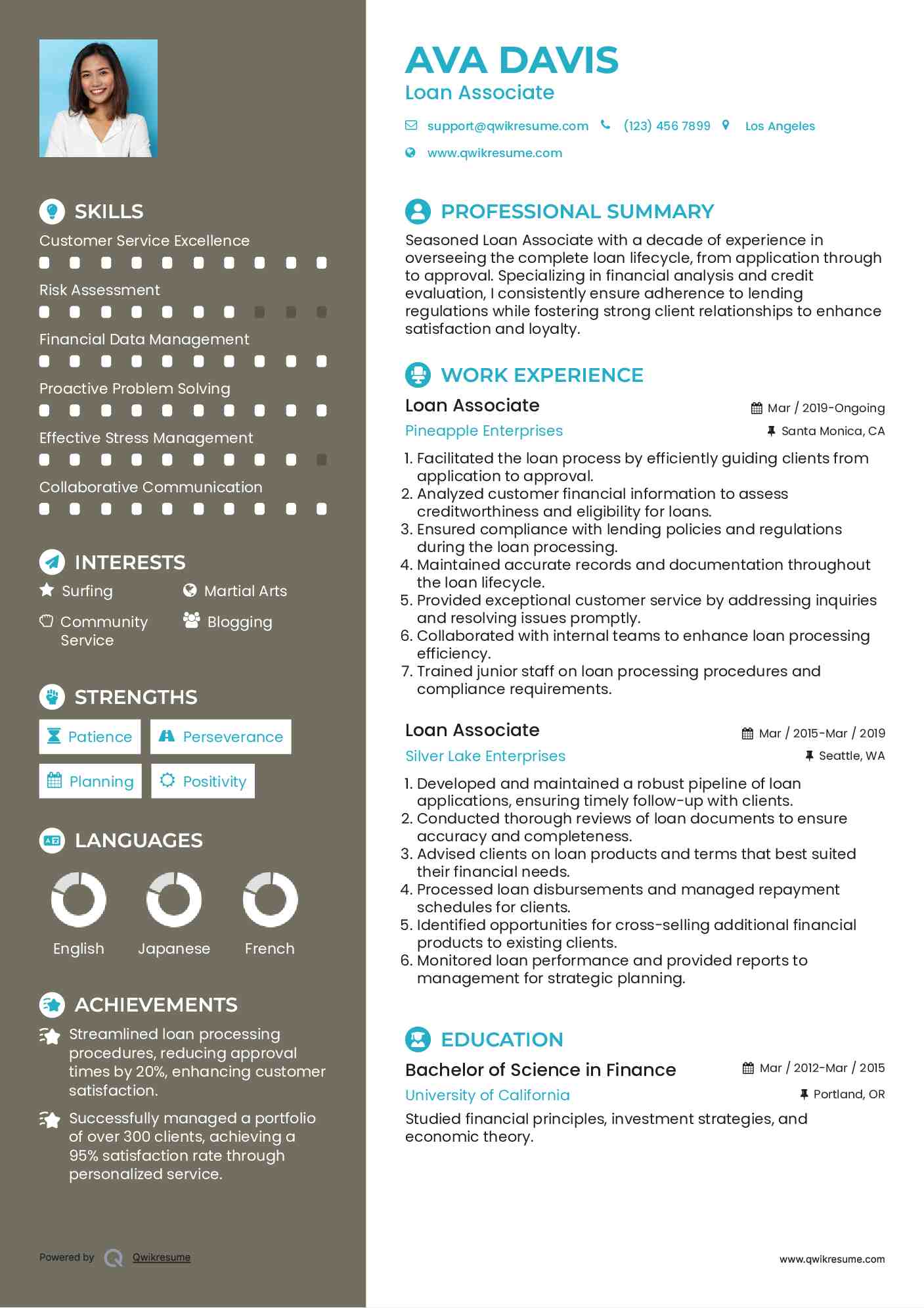 Loan Associate Resume Model