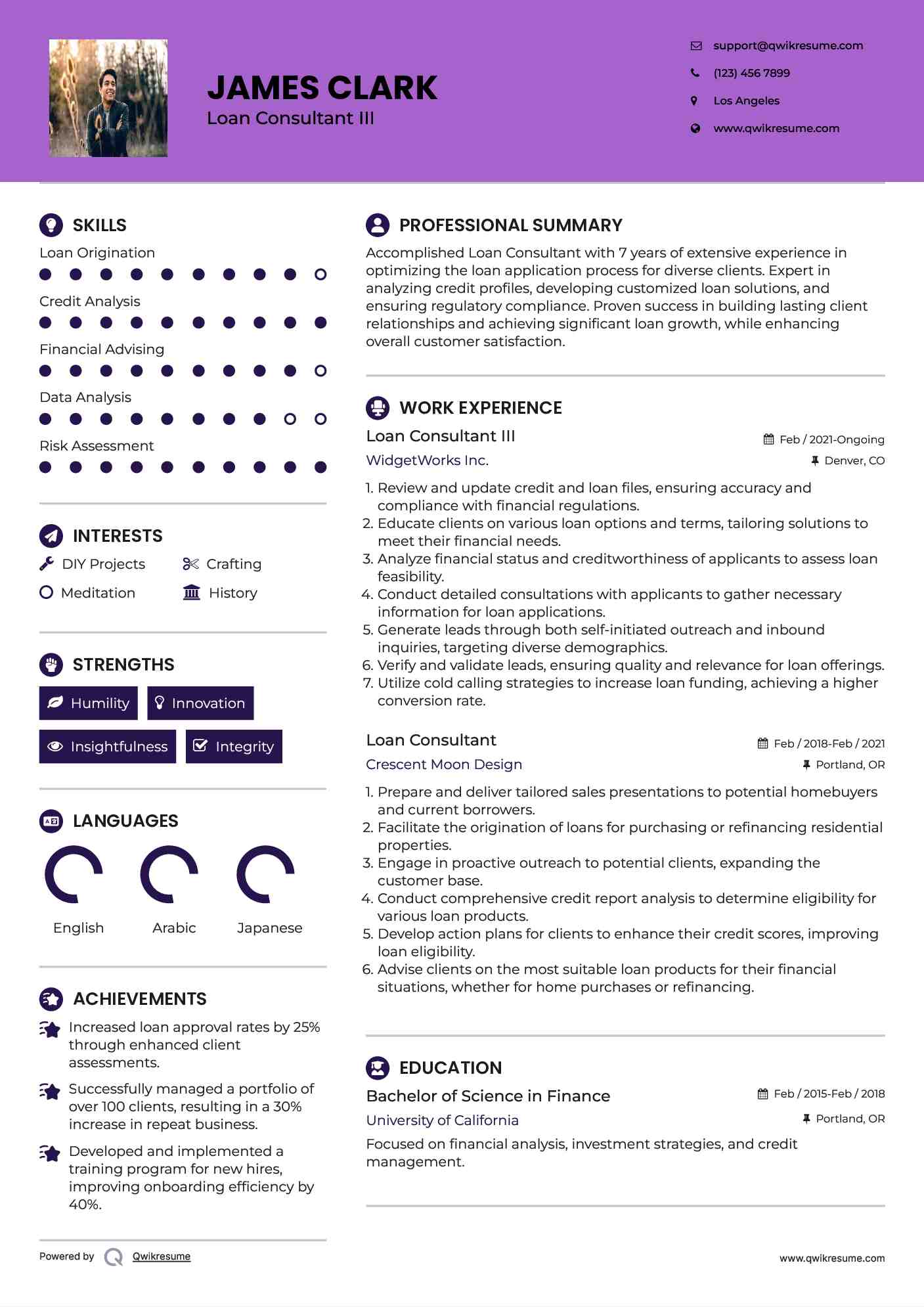 Loan Consultant III Resume Example