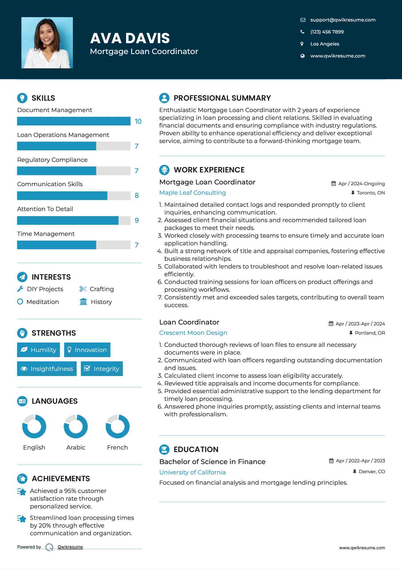 Mortgage Loan Coordinator Resume Sample