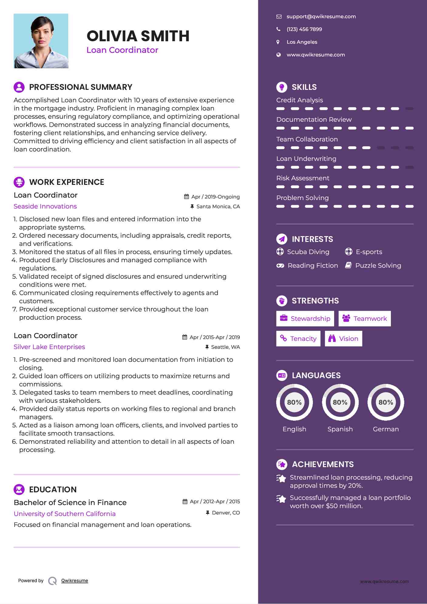 Loan Coordinator Resume Example