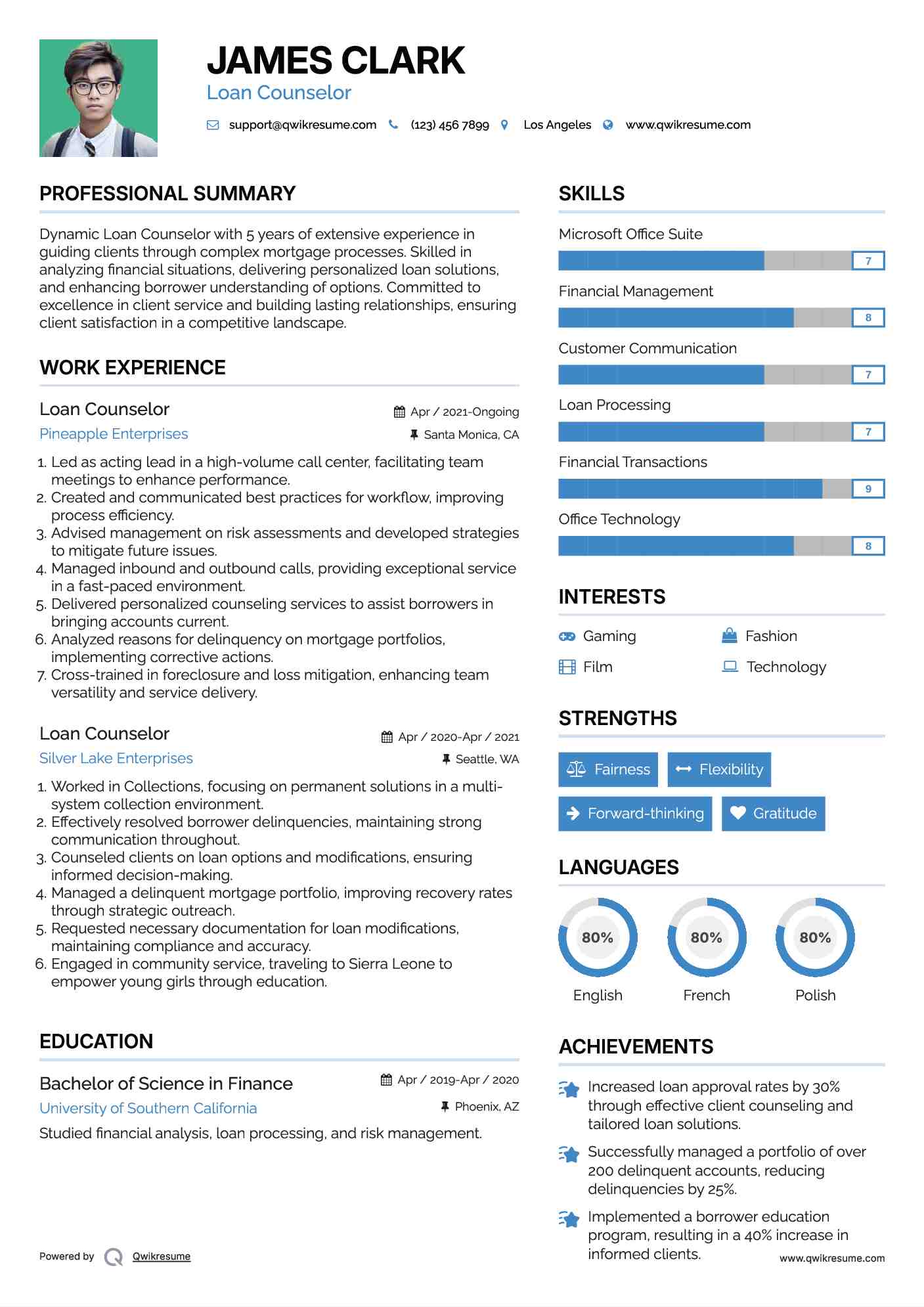 Loan Counselor Resume Format