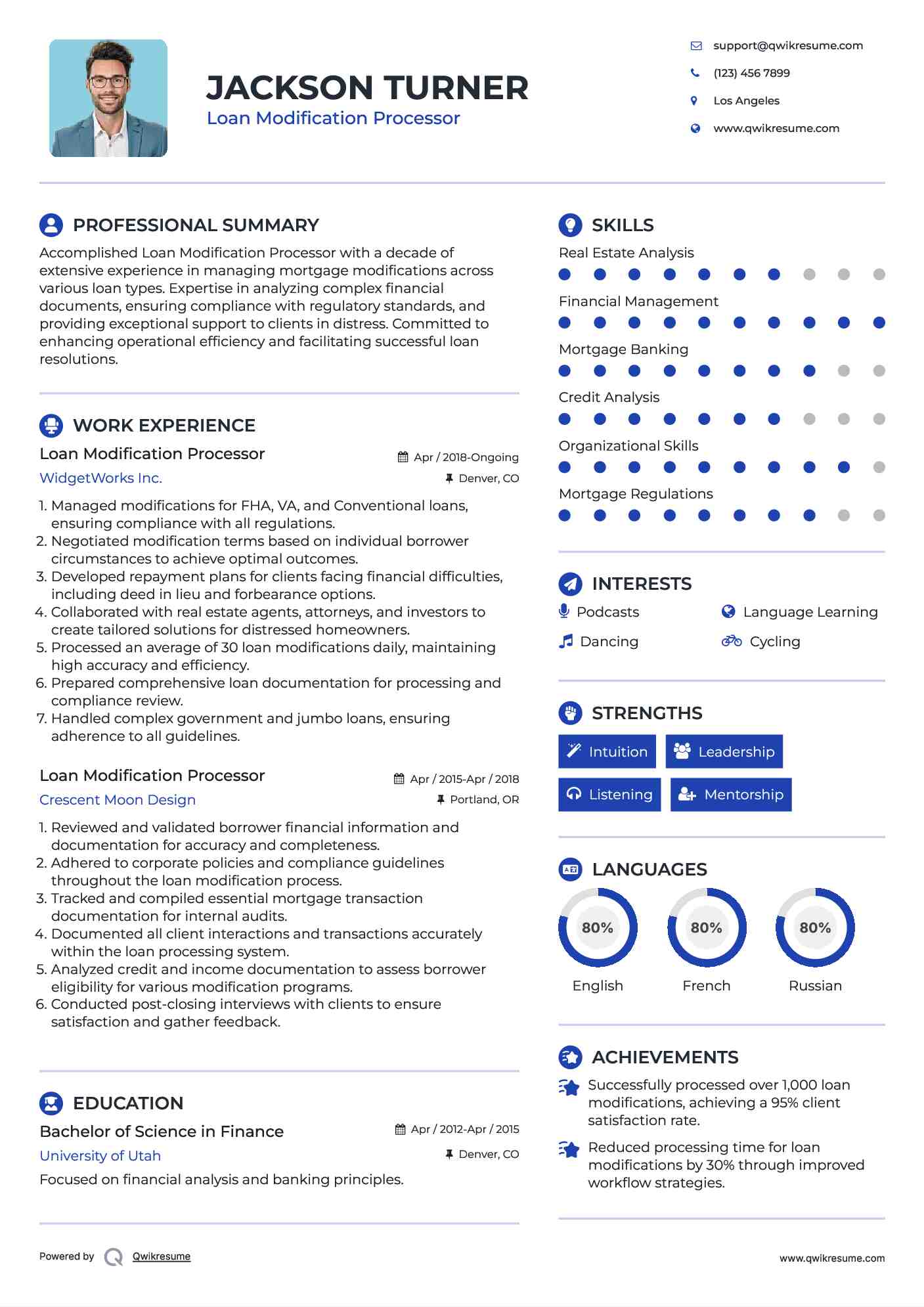 Loan Modification Processor Resume Example