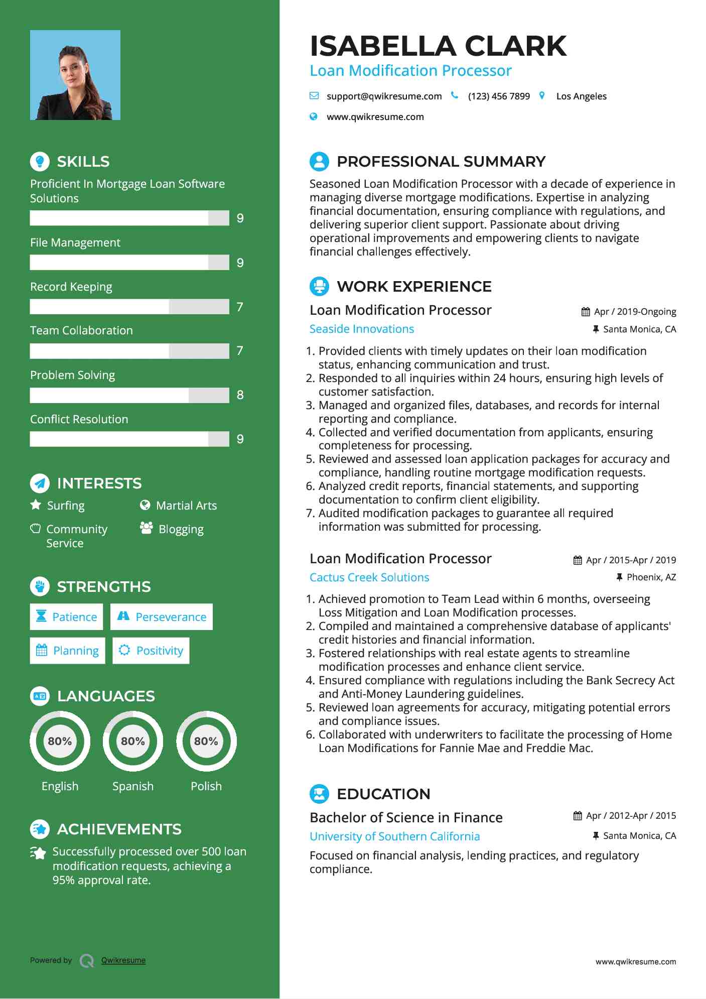 Loan Modification Processor Resume Format
