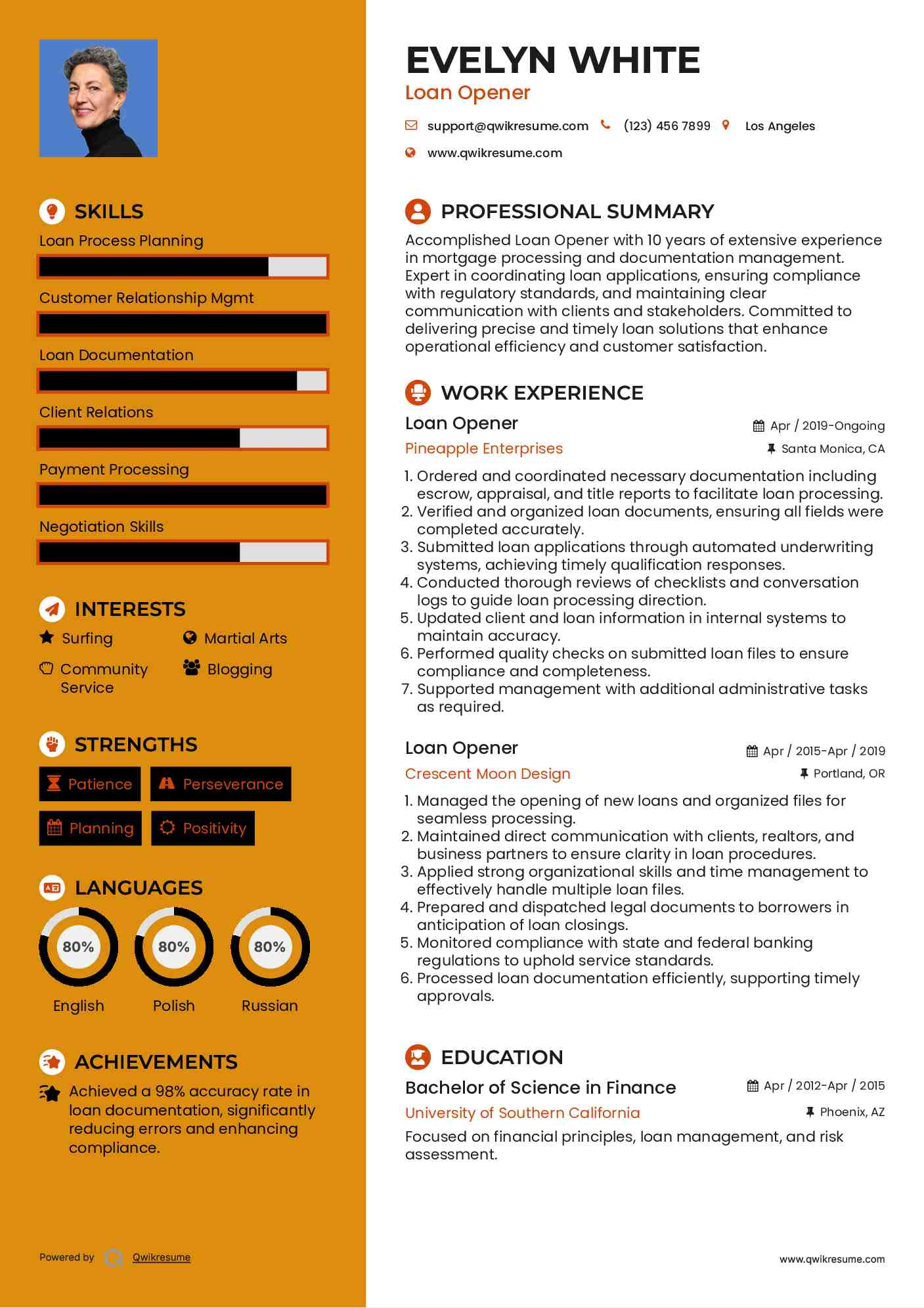 Loan Opener Resume Sample