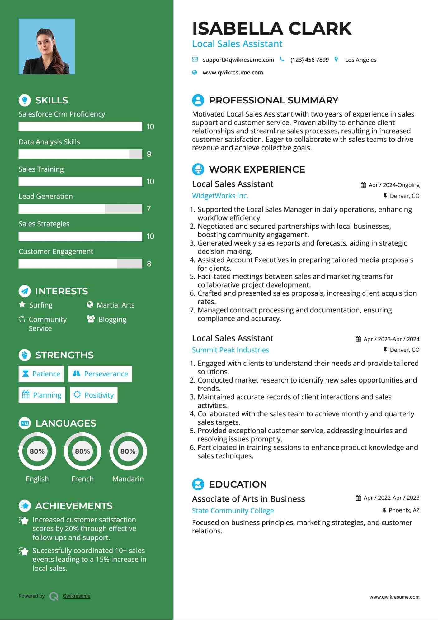 Local Sales Assistant Resume Template