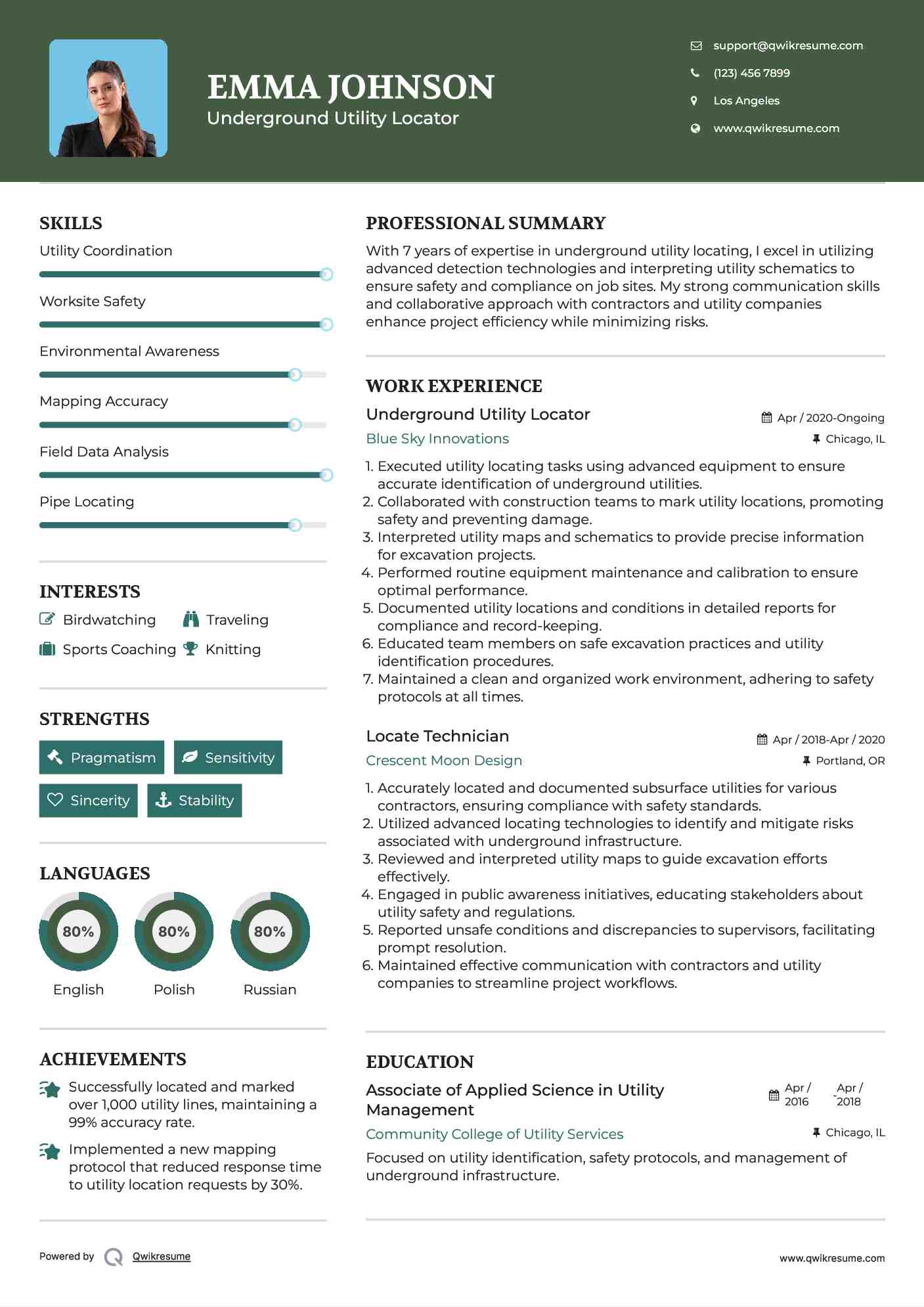 Underground Utility Locator Resume Format