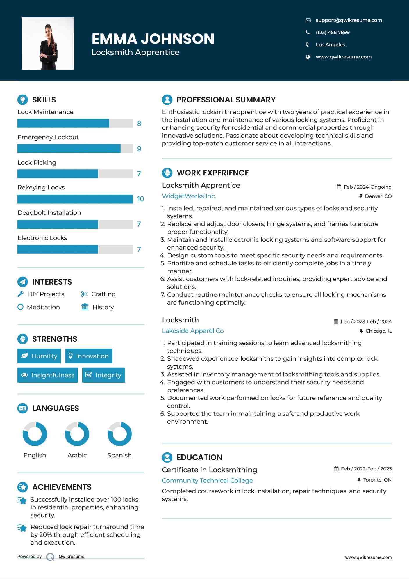 Locksmith Apprentice Resume Template