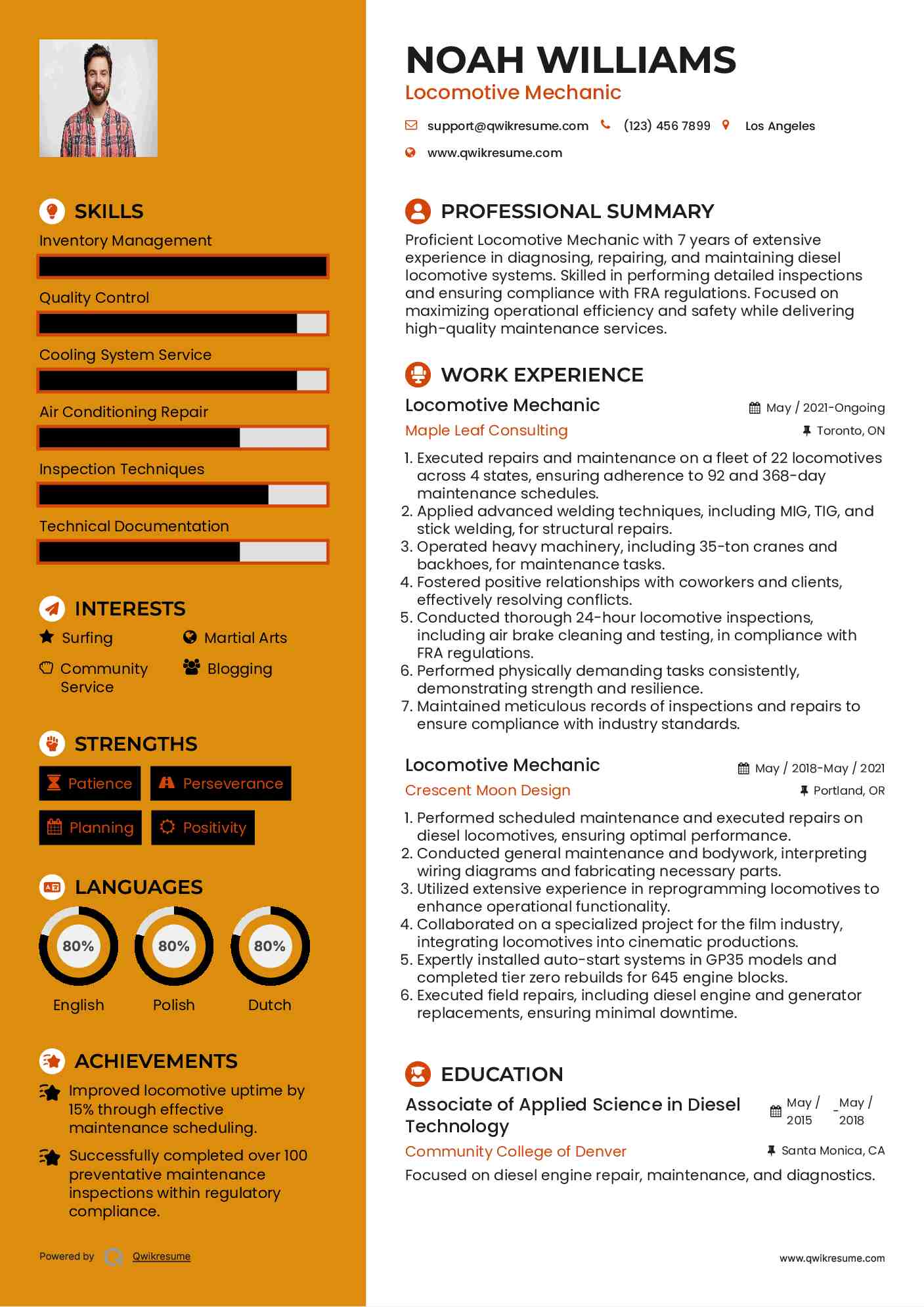 Locomotive Mechanic Resume Sample