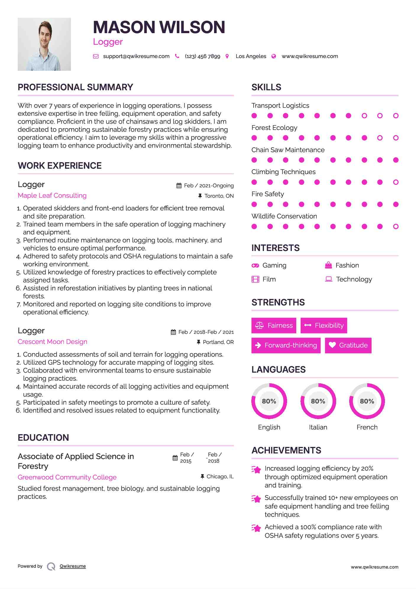 Logger Resume Samples QwikResume