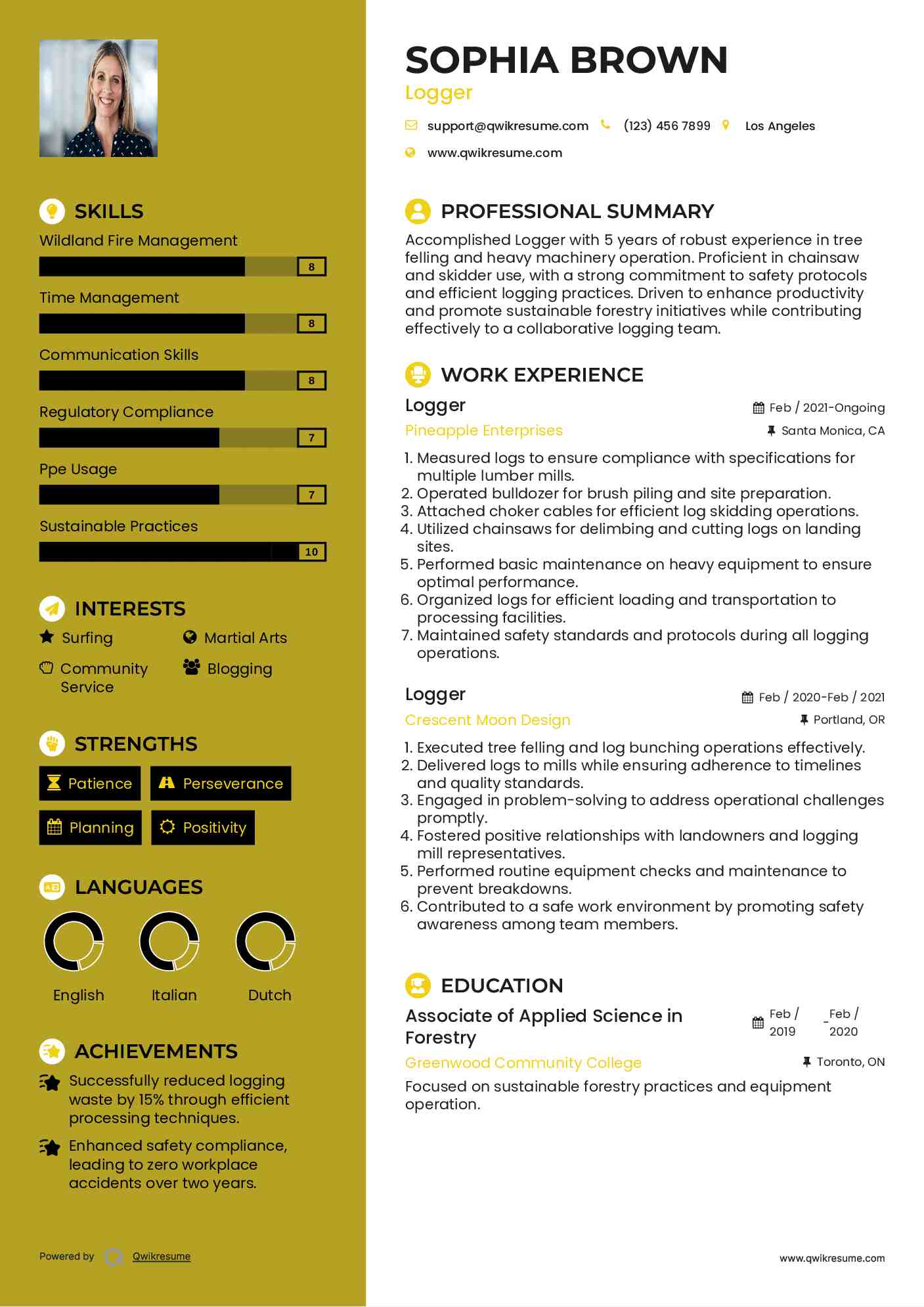 Logger Resume Example