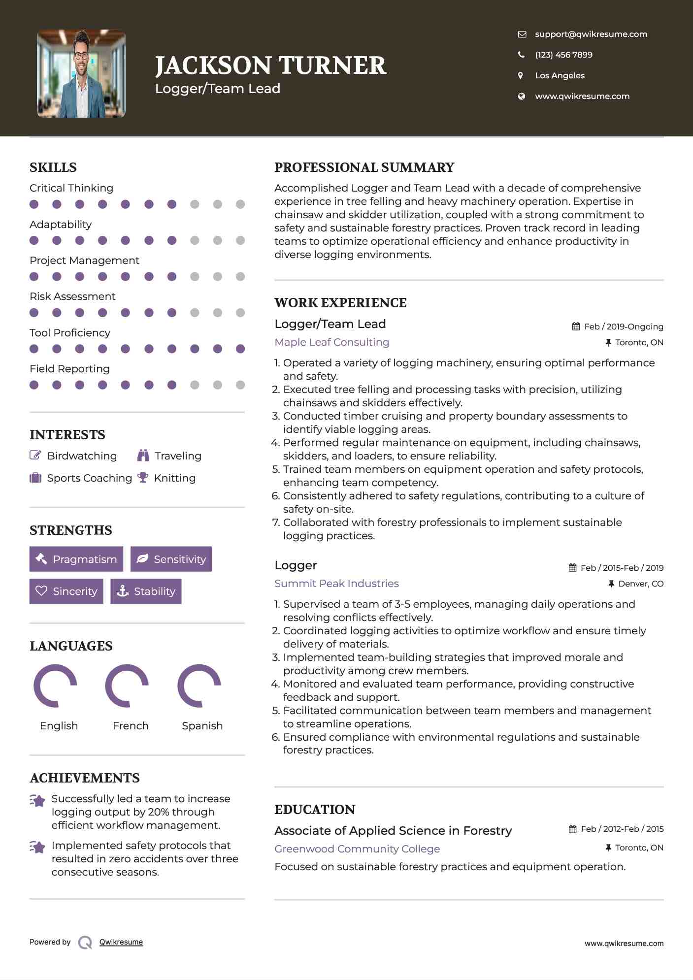 Logger Resume Samples QwikResume