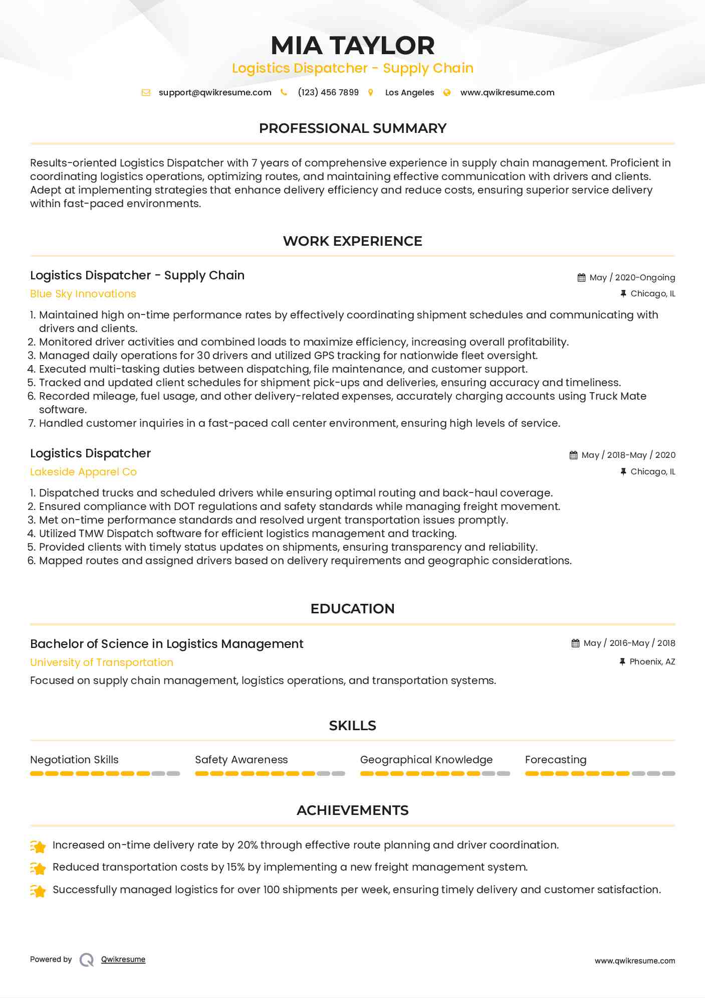 10 Logistics Dispatcher Resume - Logistics Dispatcher 1610364381 Pdf 