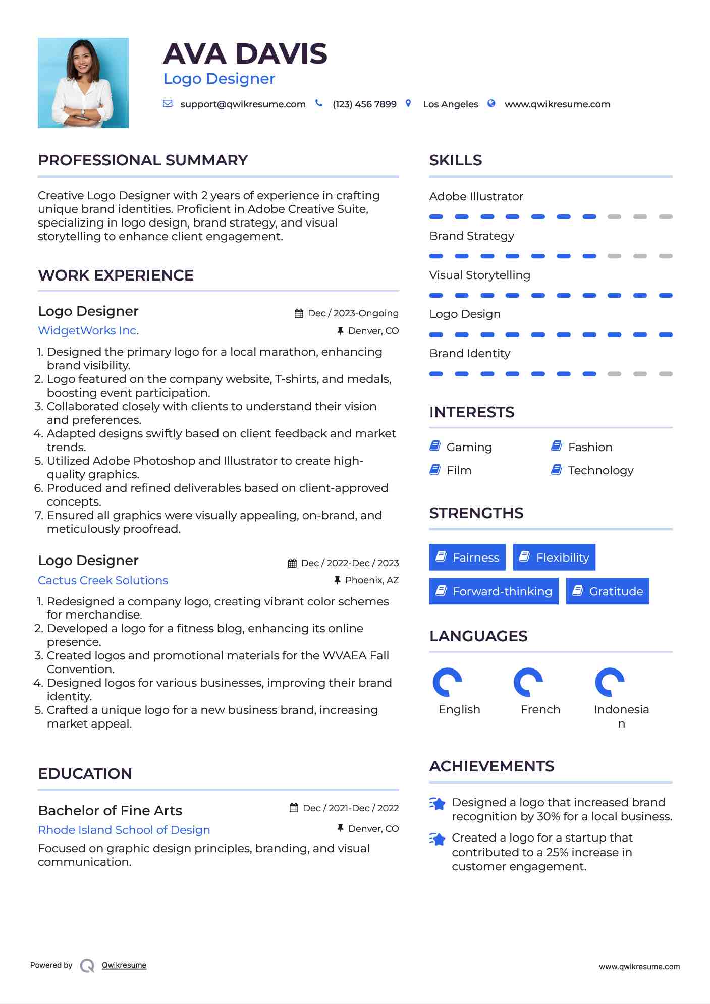 Logo Designer Resume Model