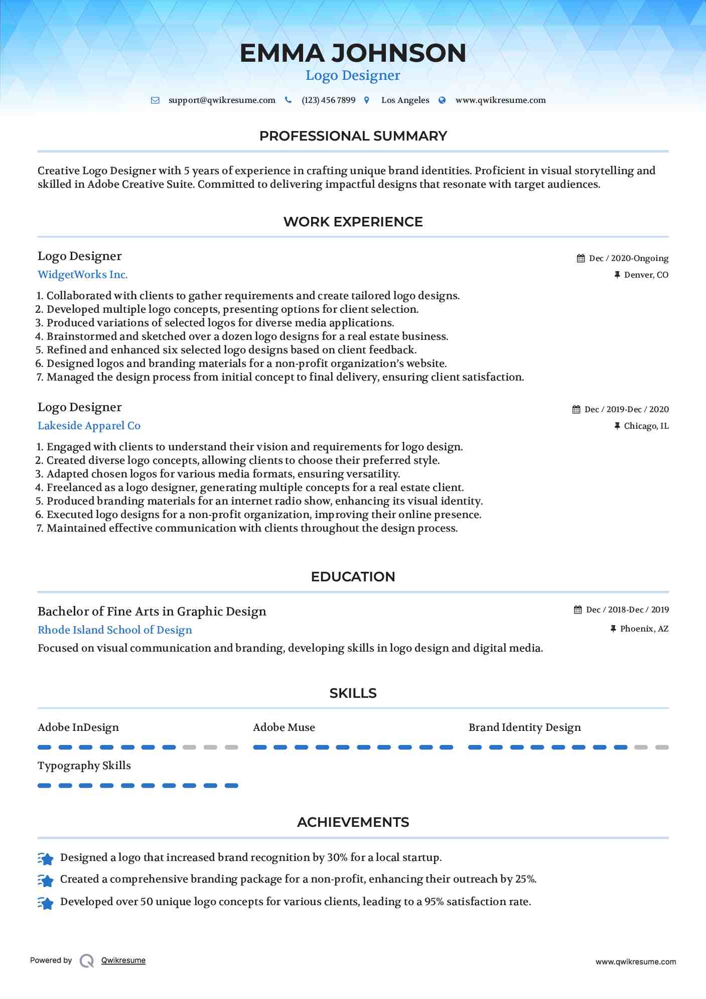 Logo Designer Resume Format